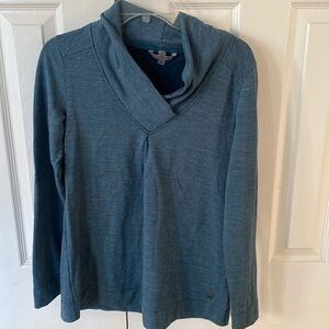 Smartwool teal merino wool shawl collar tunic top M